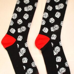 Черни памучни чорапи с бели зарчета и червени пети Heaven Socks размер 41-46