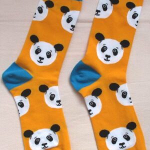 Оранжеви памучни чорапи с лика на панди и сини пети Heaven Socks размер 41-46
