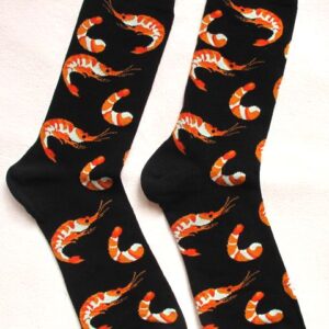Дълги тийн черни чорапи с размер 41-46 с оранжеви скаридки Heaven Socks