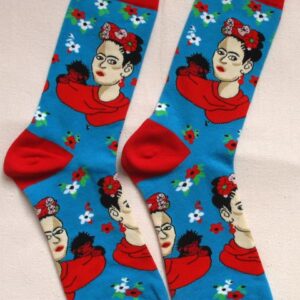 Яркосини чорапи с гейша и маймуна и червени цветя Heaven Socks размер 41-46