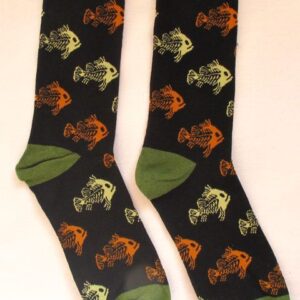Черни памучни тийн чорапи с оранжеви и зелени скелети на риби пирани Heaven Socks размер 35-40