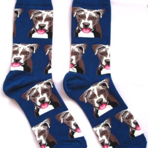 Тъмносини памучни чорапи с принтове на кучета питбули с розови езици Heaven Socks размер 41-46