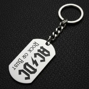 Стоманен ключодържател AC/DC Rock or Bust с лого мълния