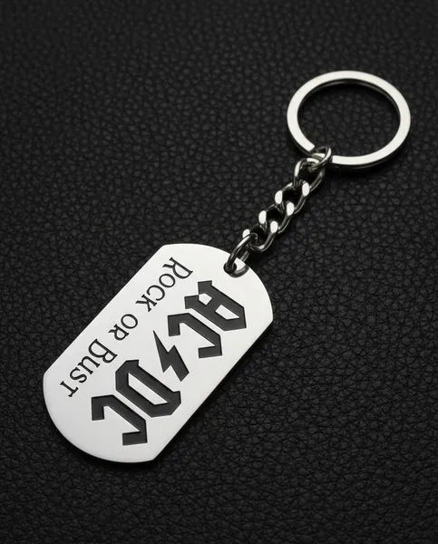 Стоманен ключодържател AC/DC Rock or Bust с лого мълния