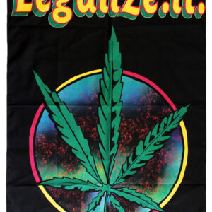 Знаме с марихуана за стена с голямо листо и надпис Legalize it