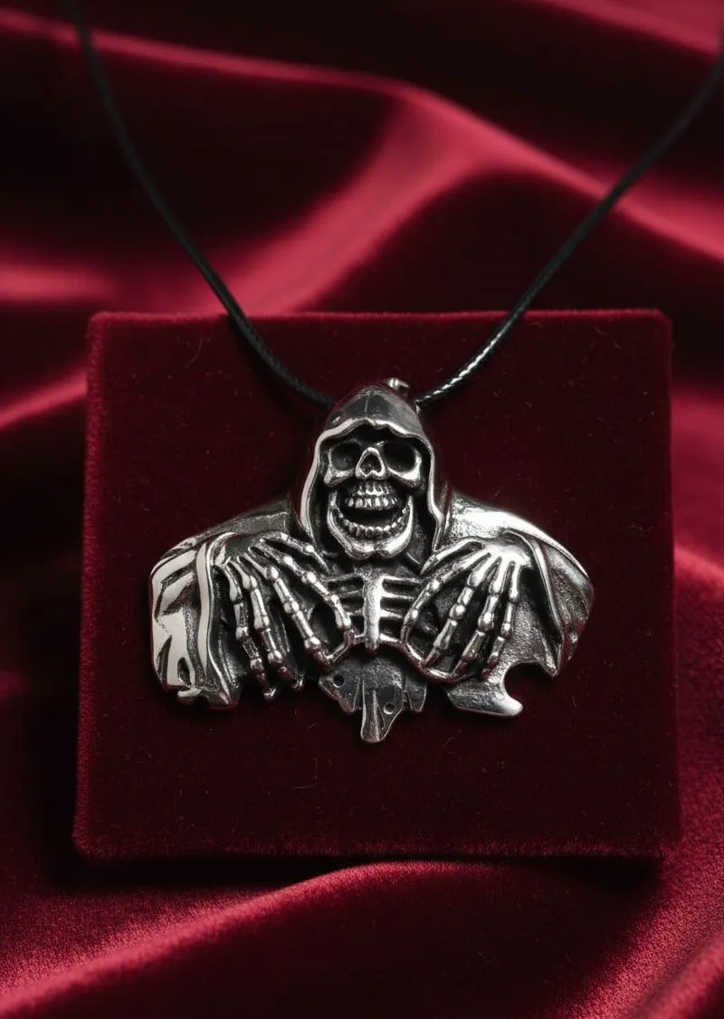 Масивен Мъжки Медальон Мрачен Жътвар (Grim Reaper) от полирана неръждаема стомана