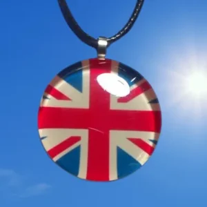 Кръгъл медальон с Английското знаме (Union Jack) от метал и смола