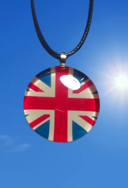 Кръгъл медальон с Английското знаме (Union Jack) от метал и смола