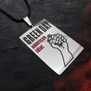 Унисекс медальон плочка на Green Day от стомана 316L с граната