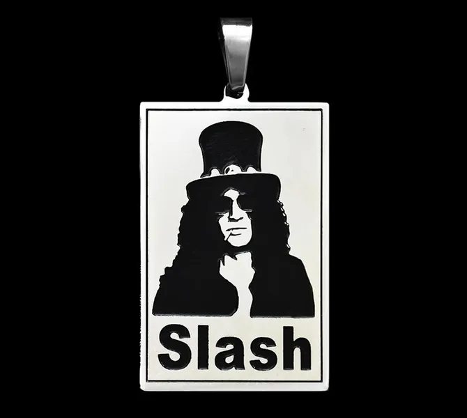 Унисекс медальон плочка на Slash от стомана 316L с цилиндър