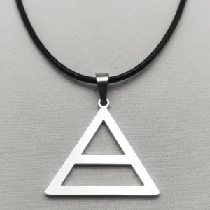 Медальон със символа Триада на 30 Seconds to Mars от медицинска стомана върху черна кожа