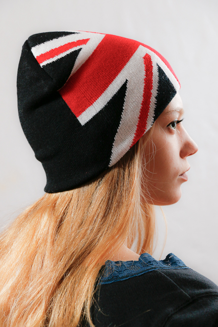 Плетена рок шапка с британския флаг Union Jack - Image 2