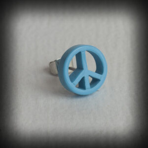 Обеца за ухо или хрущял със знака Peace в син цвят