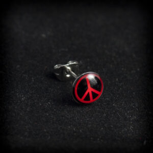 обеца с хипи знак Peace от антиалергичен метал