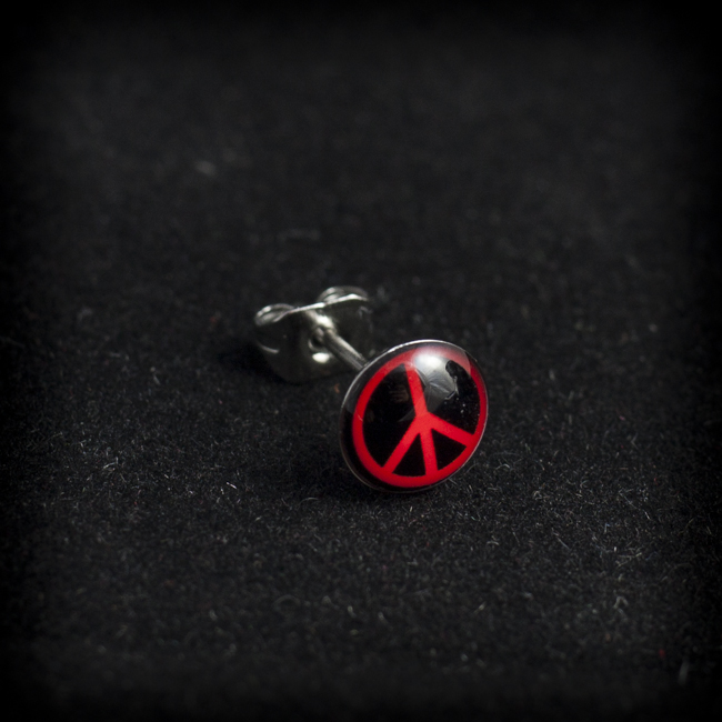 обеца с хипи знак Peace от антиалергичен метал