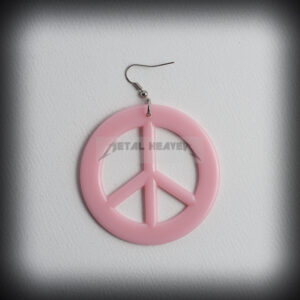 розова обеца с Peace символ от пластмаса