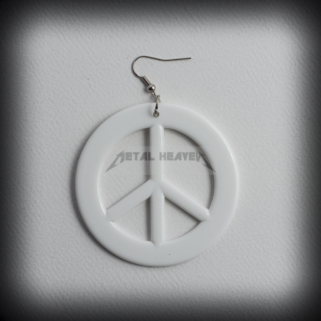 Бяла дамска обеца с Peace символ от пластмаса - Image 2