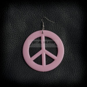 Ефектна розова обеца с Peace от пластмаса - Hover Image
