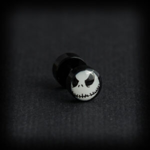 Черна обеца имитация на флеш с Jack Skellington