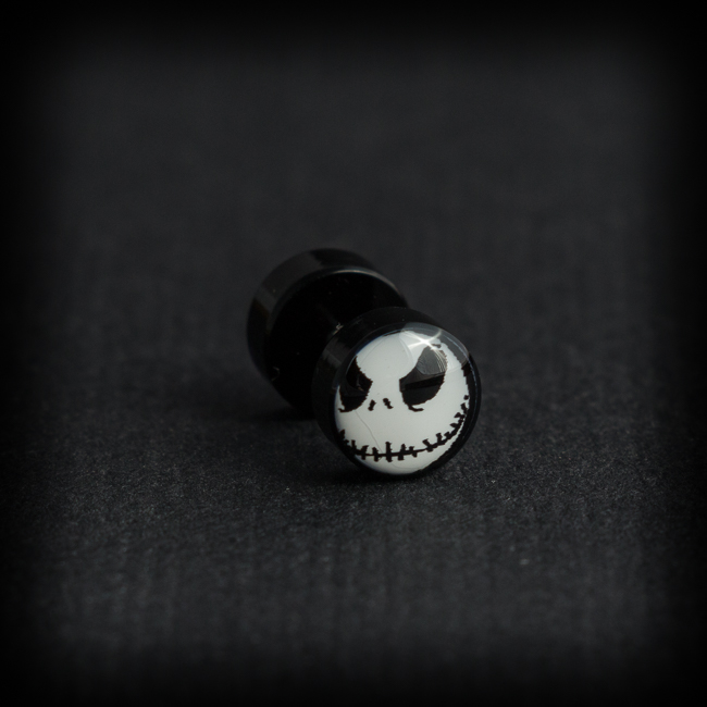 Черна обеца имитация на флеш с Jack Skellington