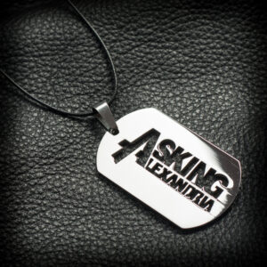Медальон плочка с логото на Asking Alexandria от медицинска стомана върху черна кожа