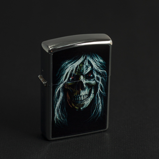 Черна бензинова готик запалка с изображение на Смъртта (Grim Reaper)