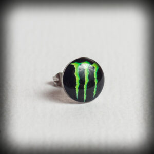 Обеца за ухо от стомана със зеления знак на Monster