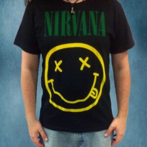 Тениска Nirvana Smiley Face с жълто усмихнато лице и зелено лого