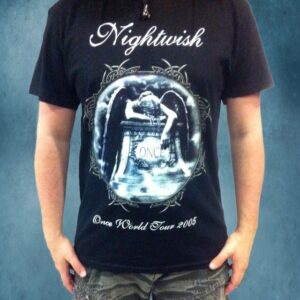 Черна хеви метъл памучна тениска на Nightwish с ангела от Once World Tour 2005