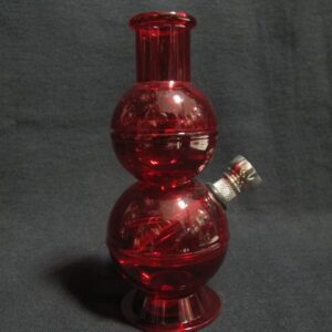 Червен акрилен бонг за пушене Red Double Bubble 14 см