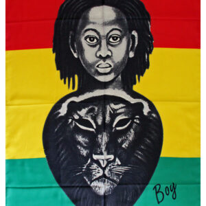 Раста флаг за стена Rasta Boy с момче и лъв на трицветен фон