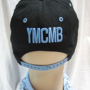 Шапка с права козирка YMCMB - Черно и синьо - Hover Image