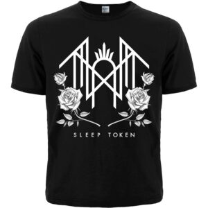 Тениска Sleep Token Arcadia с бяло лого и рози на черен фон