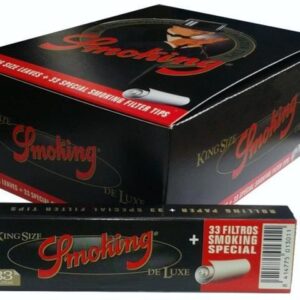 Черна кутия Smoking De Luxe с 33 листчета за свиване на цигари в ликвидация и филтри