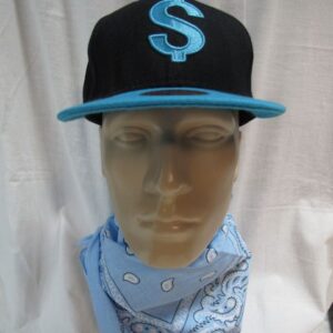 Права шапка с козирка Snapback в черно и синьо с 3D бродерия долар