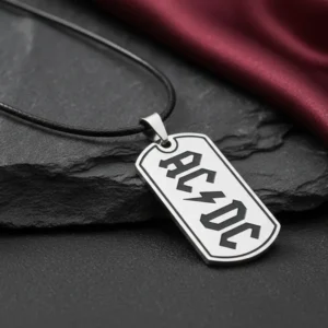 Висулка за врат AC/DC от медицинска стомана 316L малка плочка