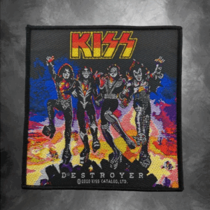 Квадратна нашивка KISS Destroyer с изображение на групата за пришиване върху яке.