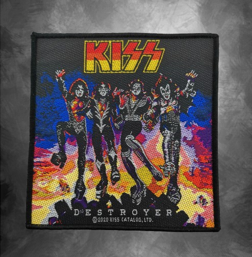 Квадратна нашивка KISS Destroyer с изображение на групата за пришиване върху яке.