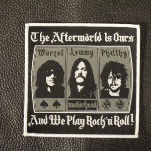 Везана нашивка Motörhead The Afterworld с портрети на Lemmy, Würzel и Philthy.
