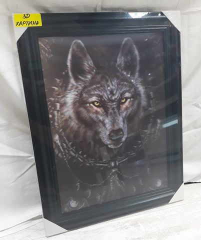 3D Картина за стена Див Вълк в черна рамка - Image 2