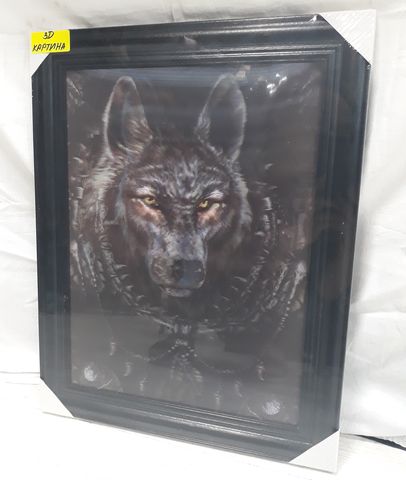 3D Картина за стена Див Вълк в черна рамка - Image 3
