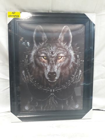 3D Картина за стена Див Вълк в черна рамка - Image 4