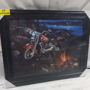 3D Картина с дървена рамка Мотоциклет на Къмпинг - Hover Image