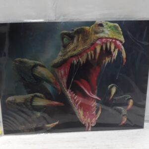 3D плакат динозавър яростен T-Rex с отворена уста и остри нокти