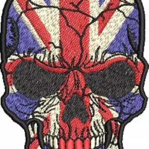 Бродирана нашивка Череп с Британското Знаме Union Jack върху черен плат