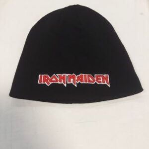 Черна зимна шапка Iron Maiden с червено лого - Hover Image