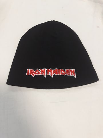 Черна зимна шапка Iron Maiden с червено лого - Image 2