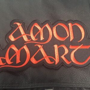 Бродирана нашивка за гръб Amon Amarth с оранжево лого.