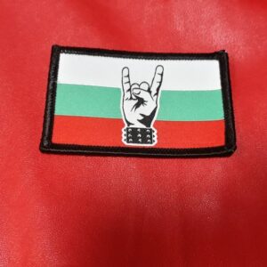 Везана нашивка Българско знаме с хеви метъл знак - Hover Image