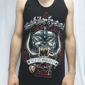Мъжки рокерски черен потник Motorhead Ace of Spades с щампа Snaggletooth
